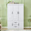 Armoire blanche moderne avec portes à fermeture douce - Garde-robe en MDF avec tablettes et tiroirs de rangement pour la chambre à coucher
