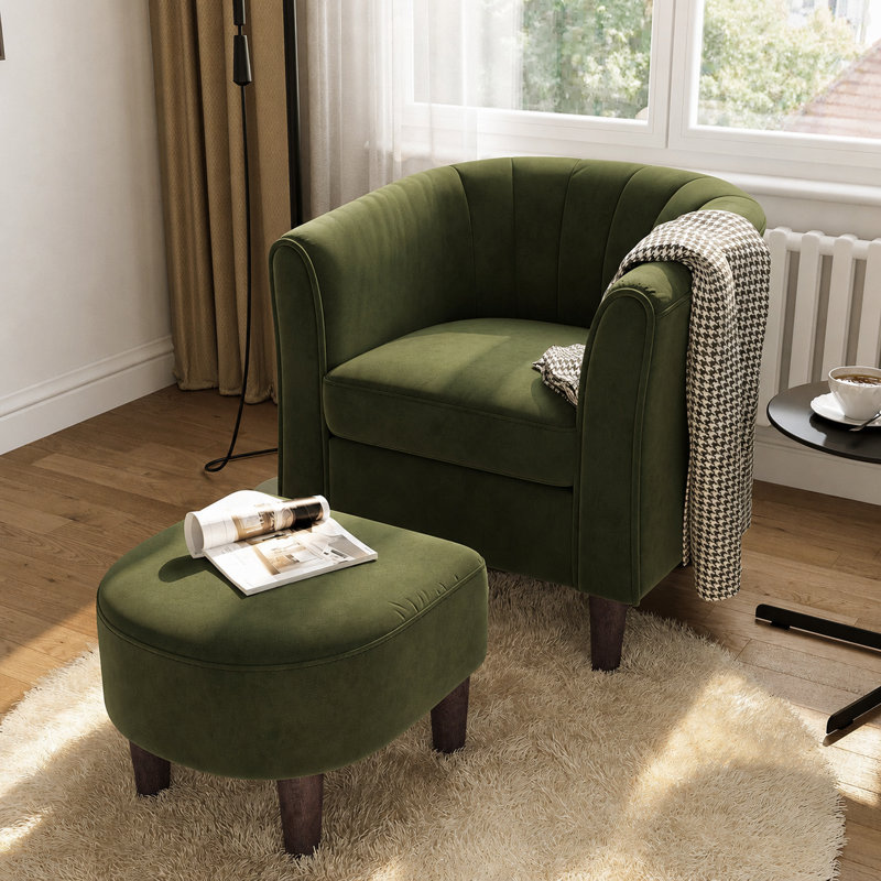 Fauteuil demi-tonneau avec repose-pieds Torence, Rose, H 26,8 po x l 27,4 po x P 25,6 po