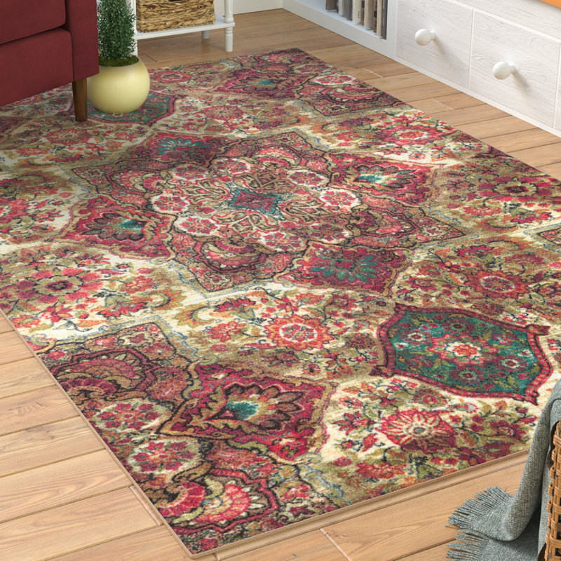 Tapis mauve/rose/crème Asherman, Rectangle 5 pi x 8 pi
