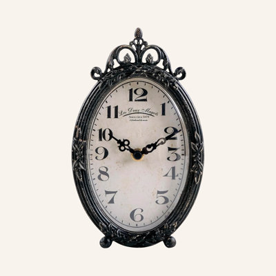 Meyonne Analogue Quartz Movement / Crystal Tabletop Clock in Rustic Black
