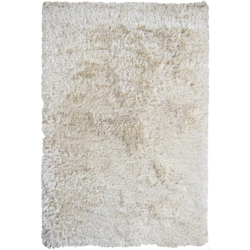 Croydon Authentic Hand-Woven Handmade High Pile Modern Shag Wool & Polyester Area Rug, Ivory, Rectangle 7'9" x 10'6"