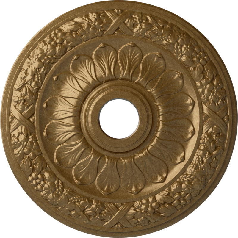 Médaillon de plafond traditionnel Endurathane, DE 24 3/8 po x P 1 1/2 po (convient aux auvents jusqu'à 5 1/2 po), fini argent peint à la main