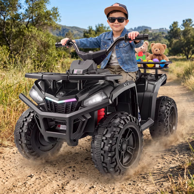 24V Kids Ride-On ATV, Electric Four Wheeler Car with Colorful LED Lights and Music