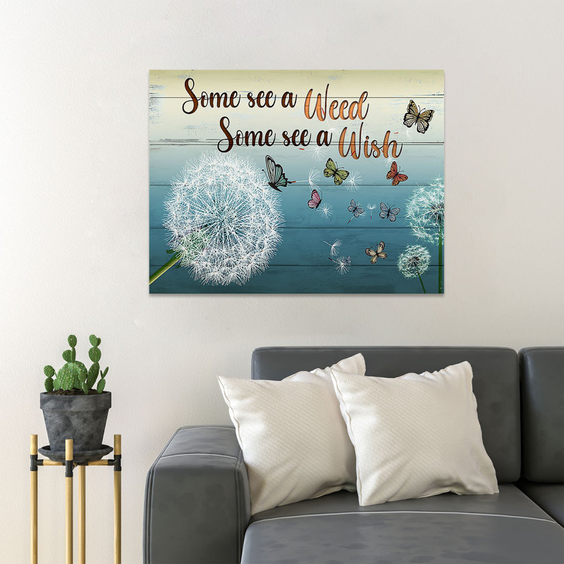 Pissenlit et papillons - Some See A Weed - 1 pièce, reproduction d'art graphique sur toile tendue, H 16 po x l 20 po x P 2 po
