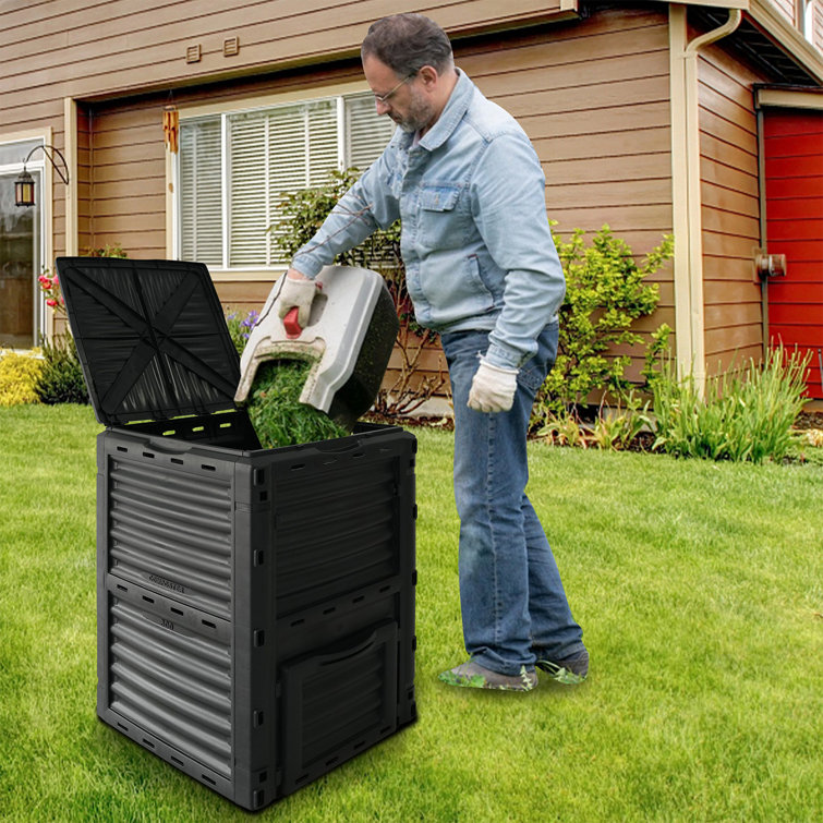 80 Gal. Large Capacity Stationary Composter Garden Compost Bin in Black