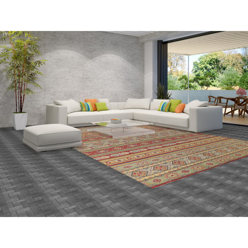 Tapis oriental rayé Kazak