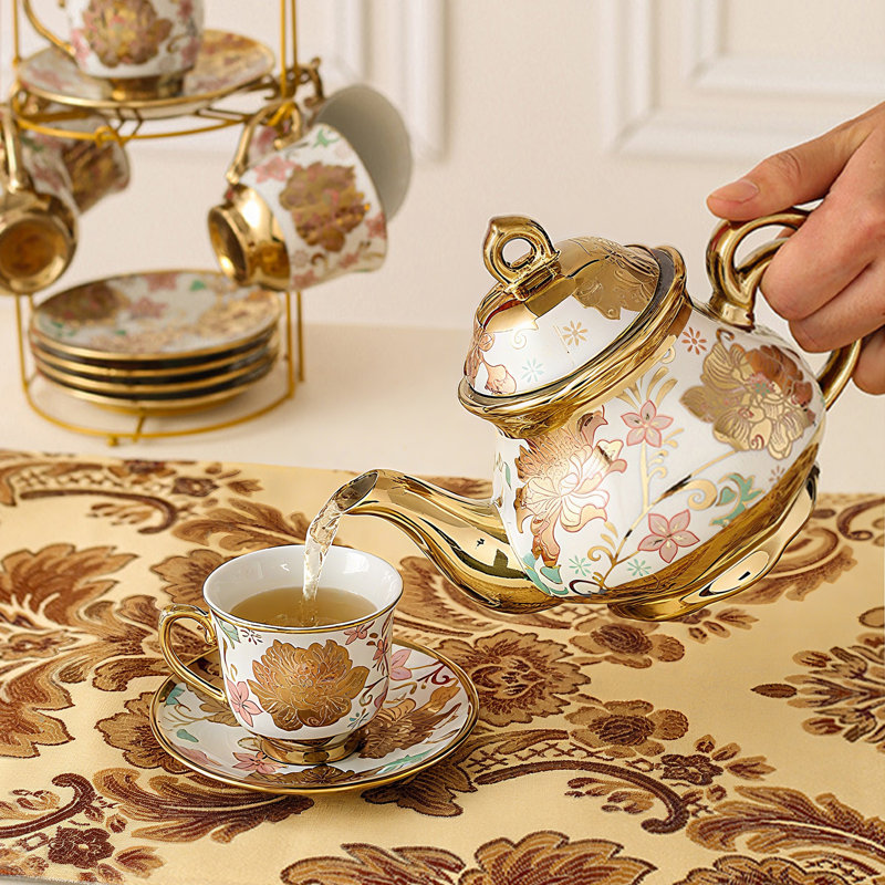 Gold Electroplated Ceramic Tea & Coffee Set
