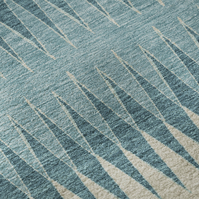 Premium Machine Washable Prisco Teal Rug, Rectangle 1'8" x 2'6"