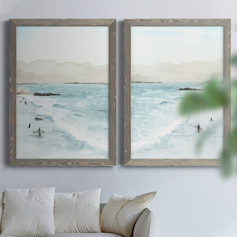 " In The Surf I " 2 - Pieces Painting Print, Gray, 43.5" H x 63" W