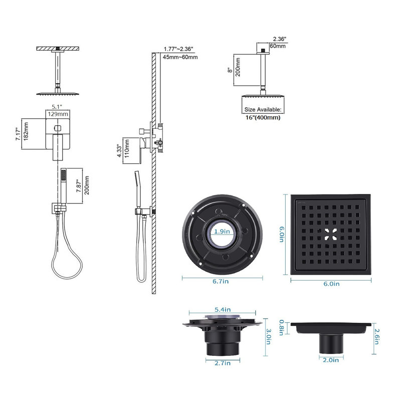 with Rough in-Valve, Matte Black