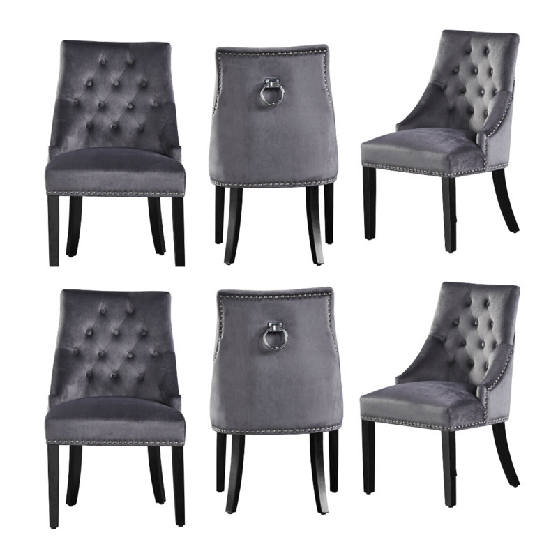 Scott Upholstered Dining Chair, Dark Grey, 1