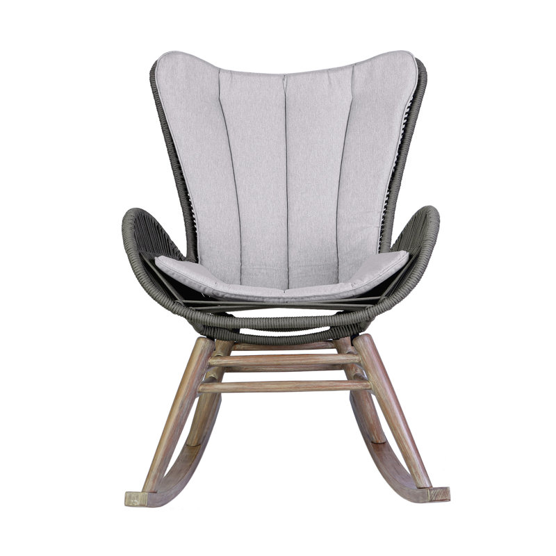 Cabane Wood Outdoor Chair with Sunbrella® Cushions, Light Gray/Black