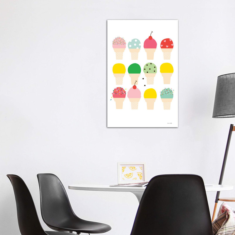 «Ice Cream Fun» par Ann Kelle - impression d'art graphique, Toile tendue, H 48 po x l 32 po x P 1,5 po