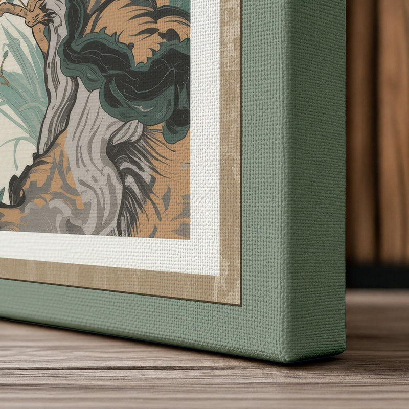 Branches in Bloom Japandi - Wrapped Canvas, 36x24 - 91.4 x 61.0 cm, Sage Border