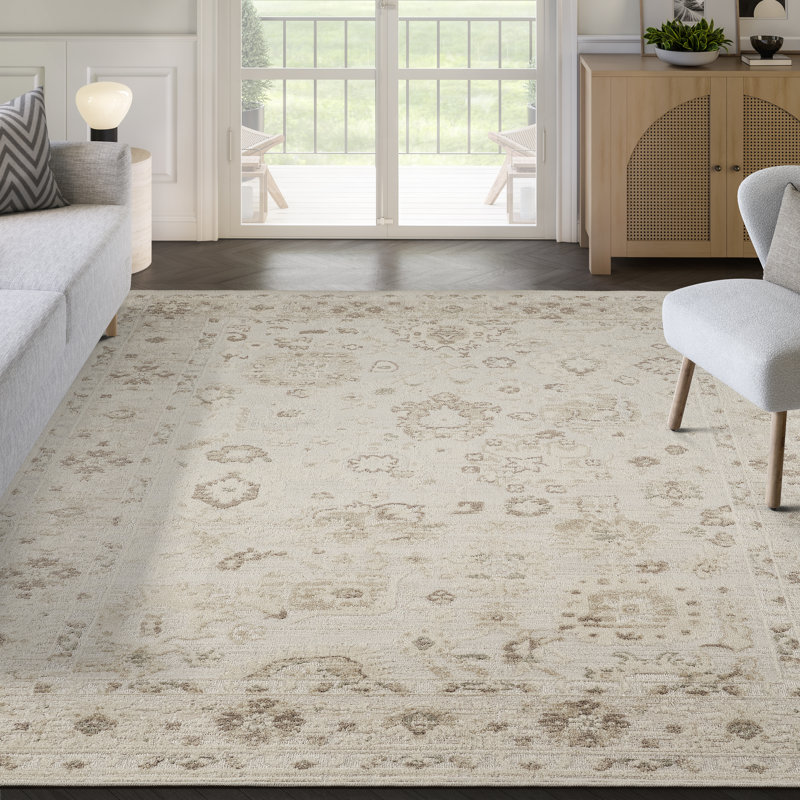 Abani Rugs Traditional Distressed Floral Beige Area Rug, Runner 2'6" x 6'