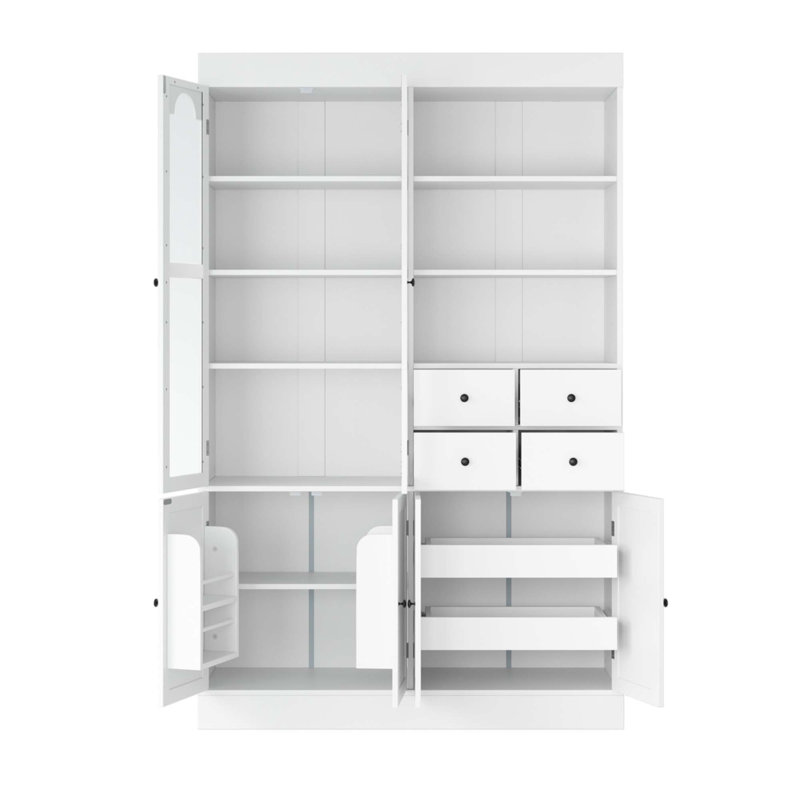 47.2X15.7X75inch Freestanding Buffet With Hutch, White