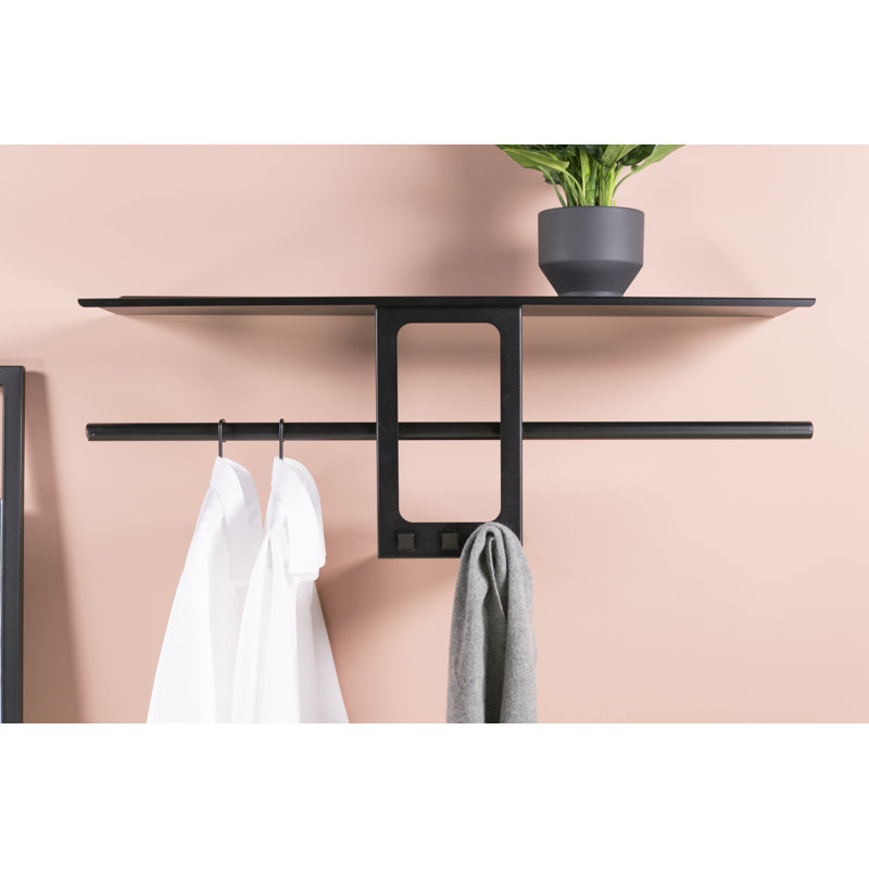 LUNO Steel Wall 3 - Hook Coat Rack, Black