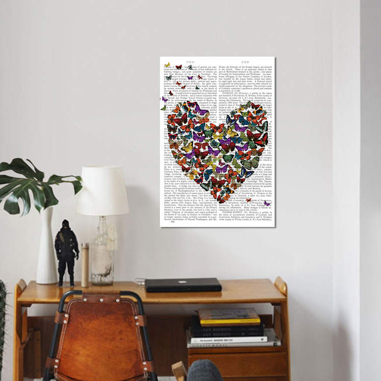 «Butterfly Heart», impression sur toile, H 12 po x l 8 po x P 0,75 po, Toile tendue, Pas de tapis