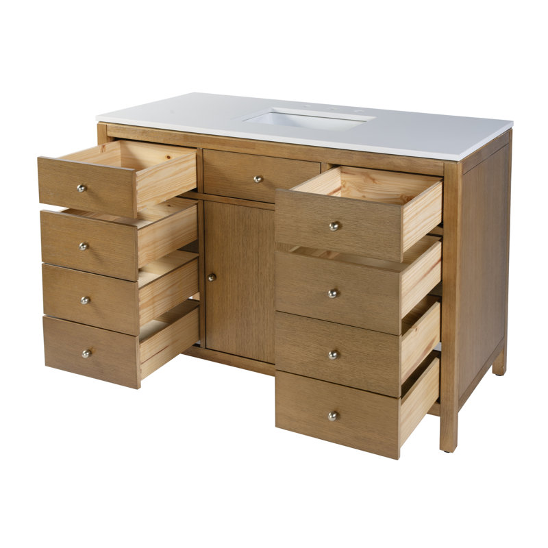 Nora 48 in. W Quartz Single Sink Bathroom Vanity Set, Natural
