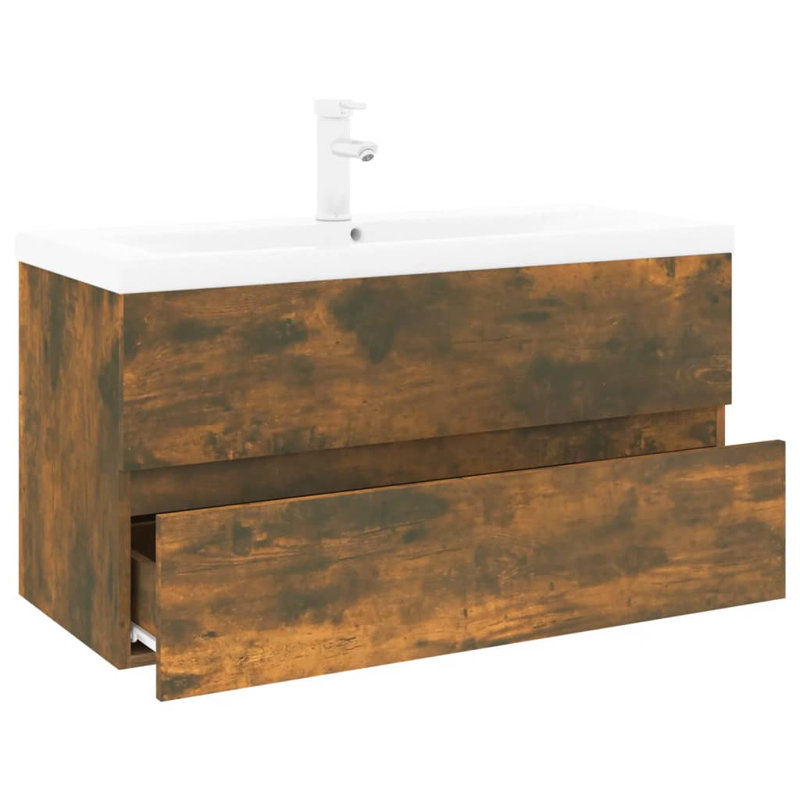 Audrae Wall Hung Single Vanity, Smoked Oak, 100cm