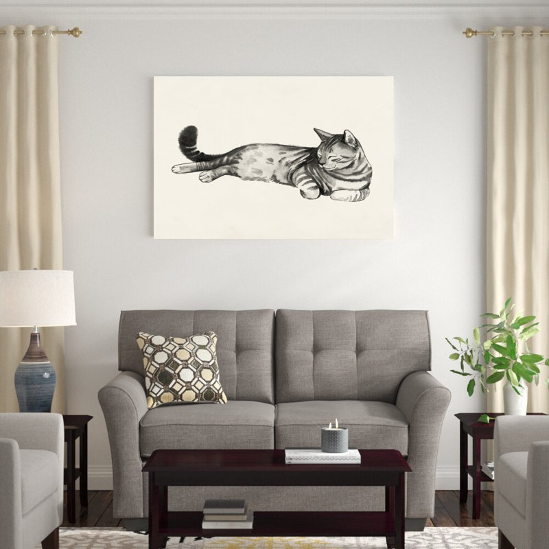 «Cat Laze II» par Grace Popp - peinture sur toile tendue, H 32 po x l 48 po