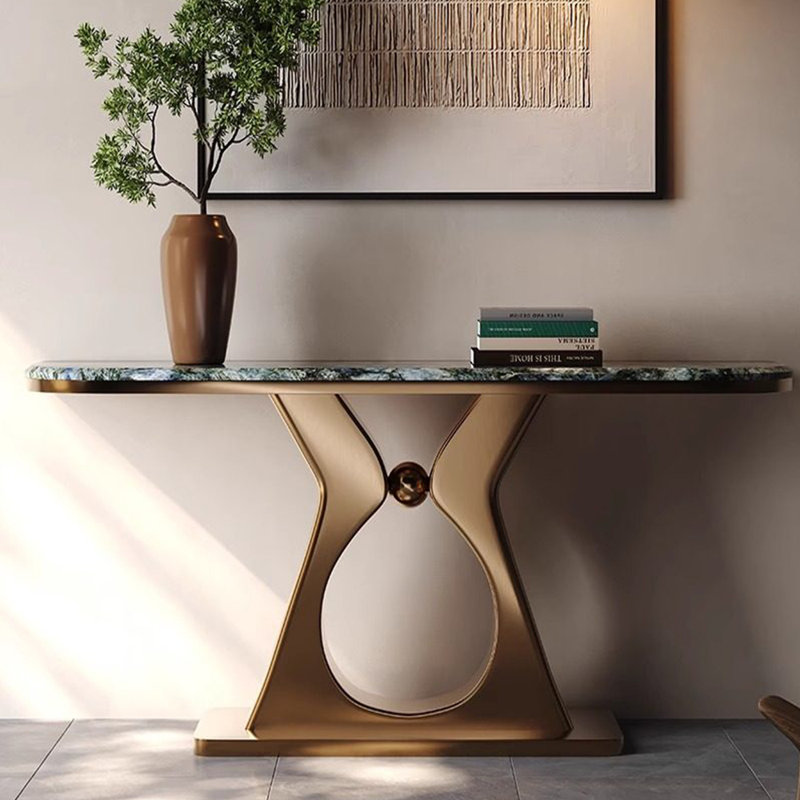 Console légère en pierre frittée de style luxueux, H 33,4 po x l 59 po x P 13,7 po