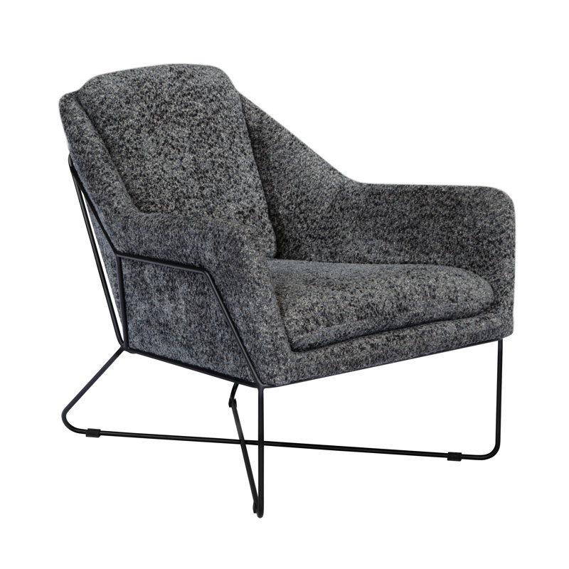 Recie Lounge Chair With Toughened Iron Frame, Charcoal Blue Linen