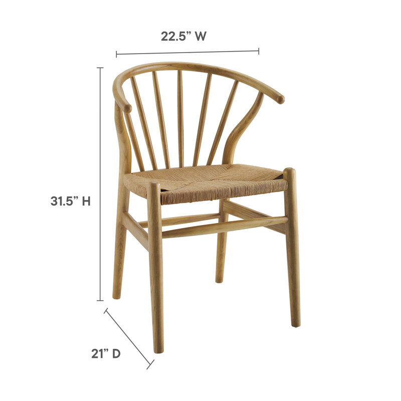 Natural Wood and Cane Slat Back Dining Side Chair