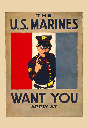 « the u.s. marines désir you », affiche rétro, H 30 po x l 20 po