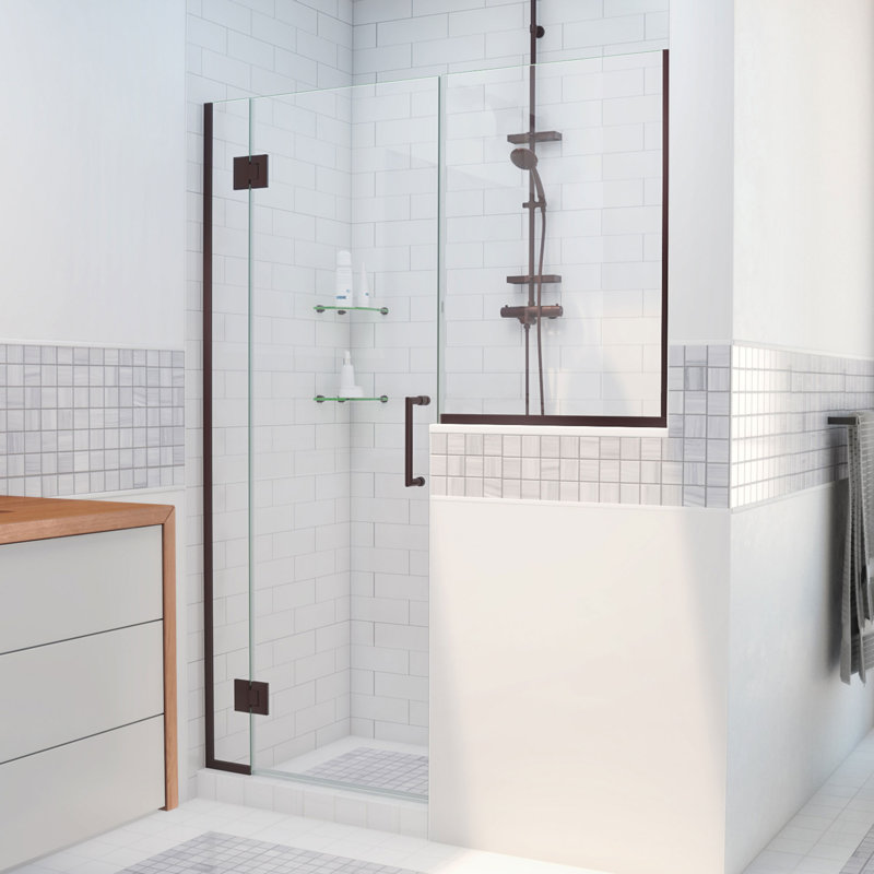 DreamLine Unidoor-X 61 - 61.5 inch W x 72 inch H Frameless Hinged Shower Door in Oil Rubbed Bronze, Oil Rubbed Bronze, 61.5"