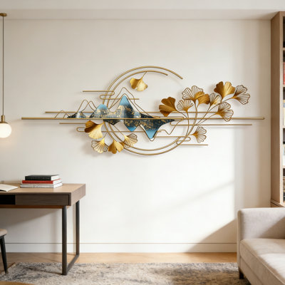 3d Gold Metal Ginkgo Leaf Wall Art