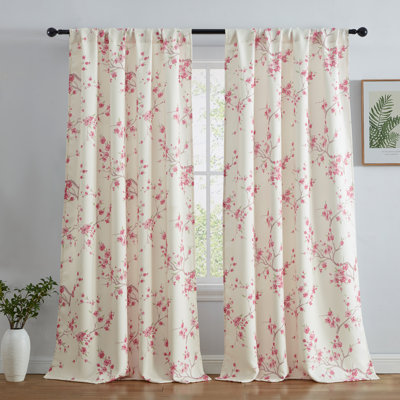 Dorcia Floral Light Dimming Rod Pocket Window Curtain Panels Set for Bedroom