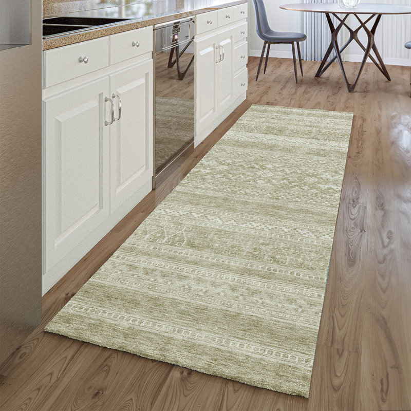 Premium Machine Washable Prisco Khaki Rug, Runner 2'3" x 7'6"