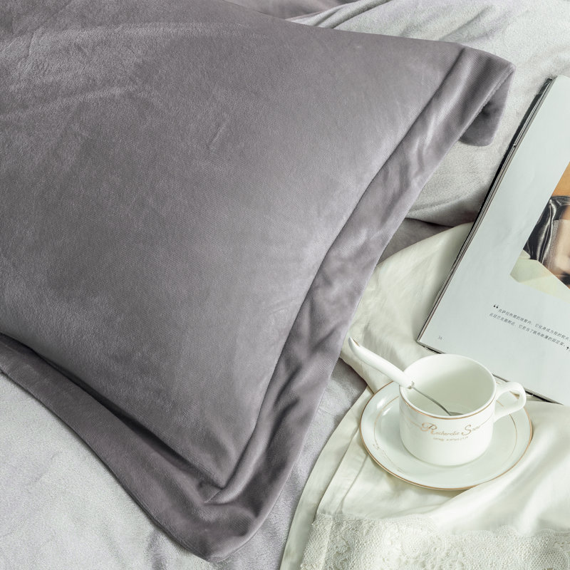 3 Pieces Comforter Cover Set, Flannel Duvet Cover Set With Zippered - NTBAY, Twin, Smoke Gray