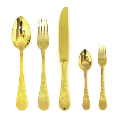 Ensemble de couverts Venere avec fourchettes à gâteaux - 30 pièces - Or