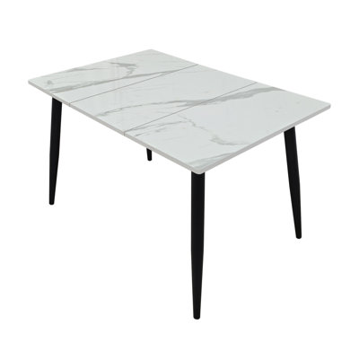 Rectangular Dining Table, Seats 4, Kitchen/Dining Room Table, Sturdy Metal Frame, Space-Saving Wooden Rectangular Dining Table.