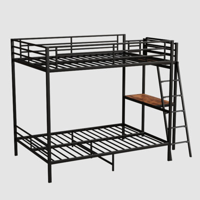 Full - Size Metal Loft Bed With Black Finish, Led Lights, And Charging Port Dual Purpose For Bedroom, Storage Shelves, Removable Cloth Bags, Stable Construction , Style Separate Sleeping Work Zones,