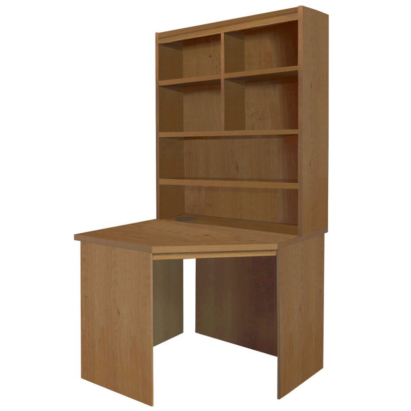 Fiona Corner Solid Wood Base Computer Desk, English Oak