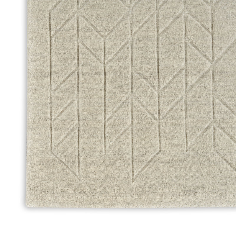 Mihira Geometric Wool Hand Woven Area Rug, Rectangle 61 x 91cm