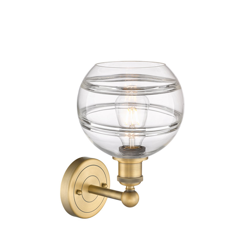 Applique murale 8 lumières Edison Bienes, Transparent, H 12,13 po x l 8 po x P 8,5 po, Laiton brossé