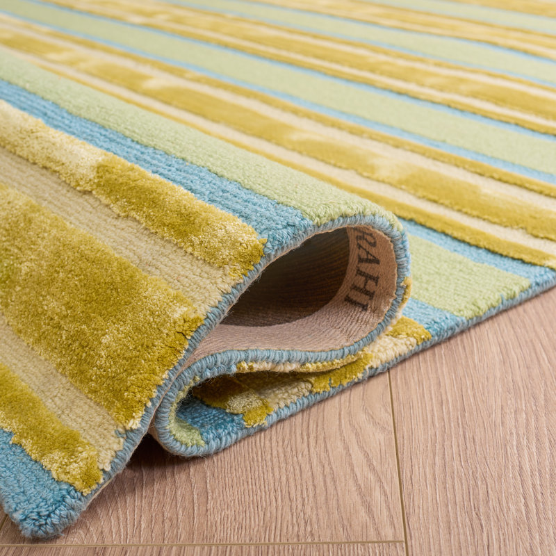 Tapis rayé orange / vert Iosif, Rectangle de 5 pi x 8 pi