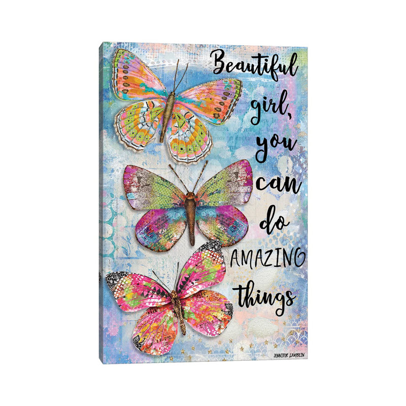 Beautiful Girl Butterfly Trio by Jennifer Lambein - Gallery-Wrapped Canvas Giclée on Canvas, Canvas