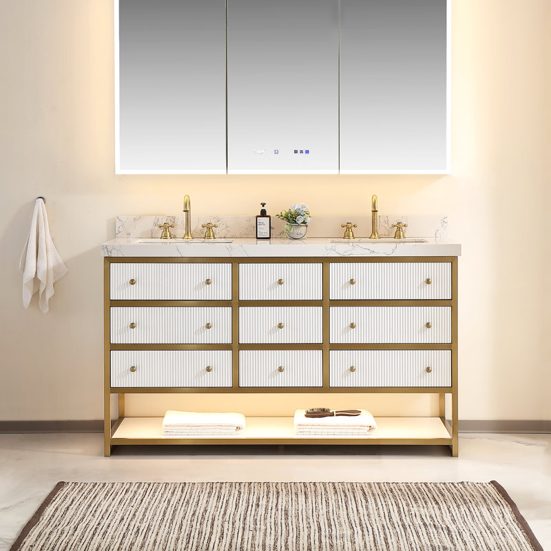 Ensemble de meuble-lavabo de salle de bain luxueux, Blanc