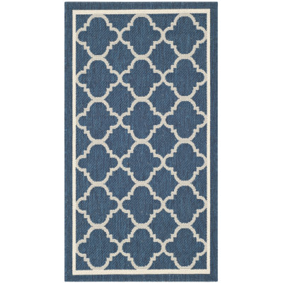 Herefordshire Hooked Navy Blue/Beige Rug