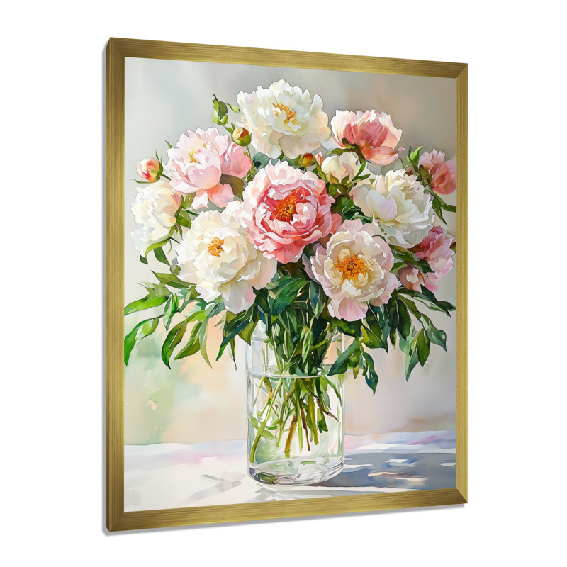 Longi - Art mural sur toile florale, H 20 po x l 12 po, Picture Framed, Doré