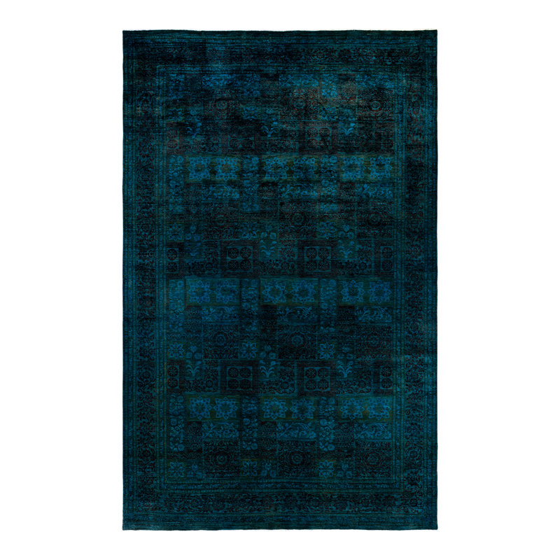 Tapis unique bleu, vert et noir de 10 pi 2 po x 16 pi 3 po Cadence