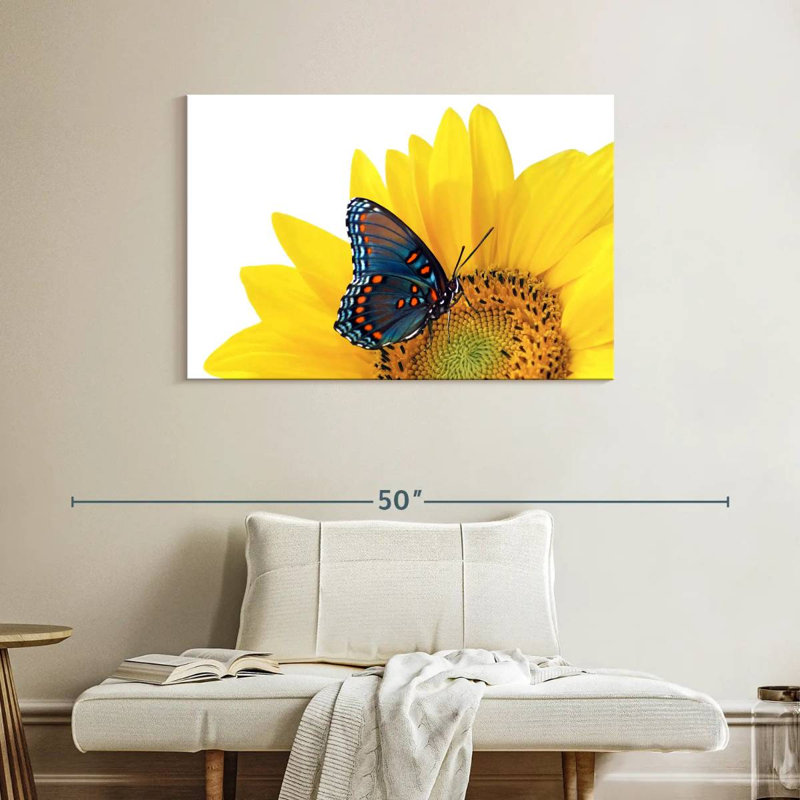 Tournesol Brampt avec papillon, H 26 po x l 39 po