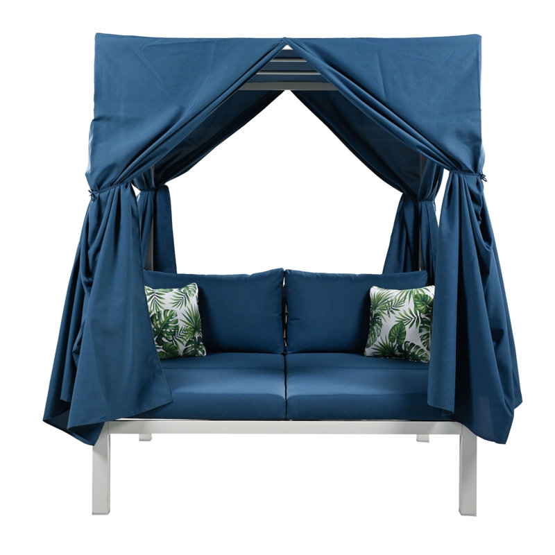Luxurious Outdoor Sunbed With Multi-Functional Canopy And Supreme Comfort, Blue