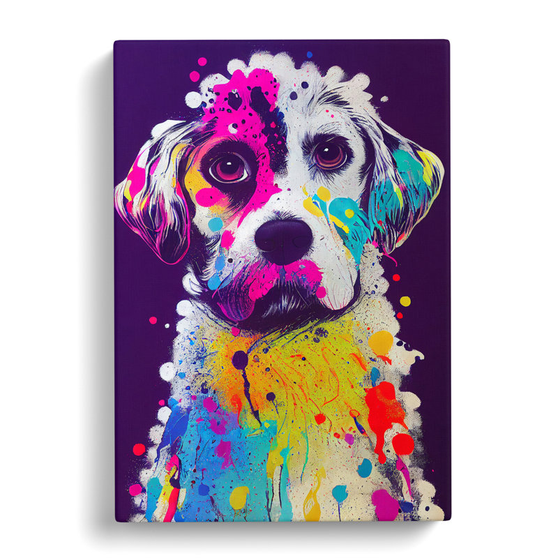 Splashed Dog No.2 Abstract - Wall Art, Wrapped Canvas, 60cm H x 40cm W, No Matte