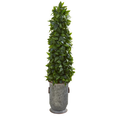 40'' Faux Sweet Bay Topiary in Metal Planter